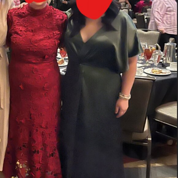 Revelry Deep Olive "Gwen" Satin Dress - Picture 2 of 3